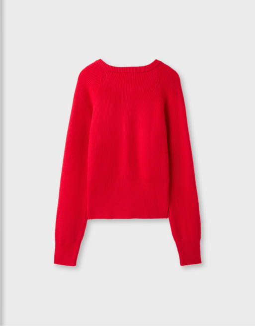 Stradivarius gebreid vest met raglanmouwen in rood, 7 van 7