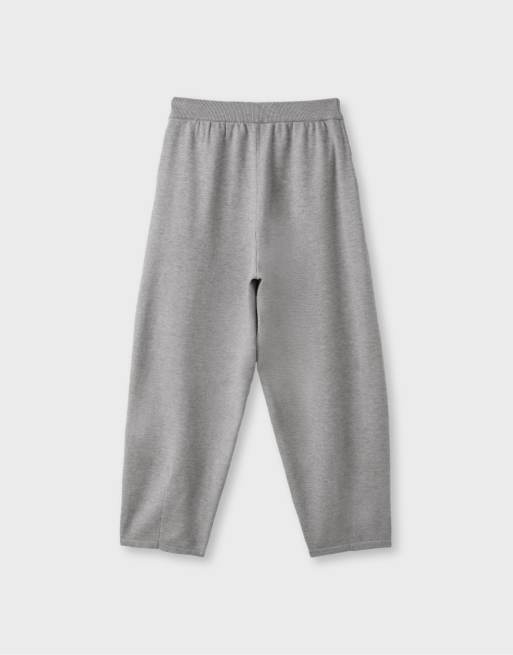 Stradivarius gebreide barrel broek in grijs gemêleerd, 7 van 7