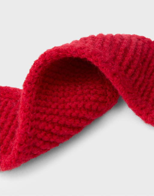 Stradivarius gebreide driehoekssjaal in rood, 4 van 4
