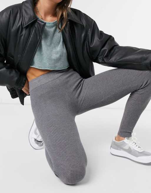 Stradivarius - Gebreide legging in grijs