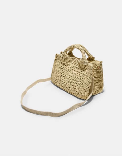 Stradivarius - Gehaakte tote tas van metallic garen in ecru, 3 van 3