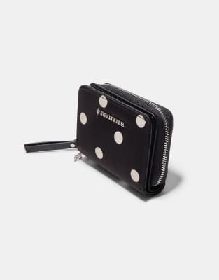 Stradivarius - Geldbörse mit Kartenetui in Schwarz gepunktet