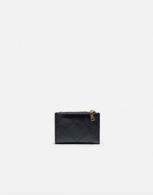 Stradivarius genähte Kartenetui-Geldbörse in Schwarz, 3 von 4