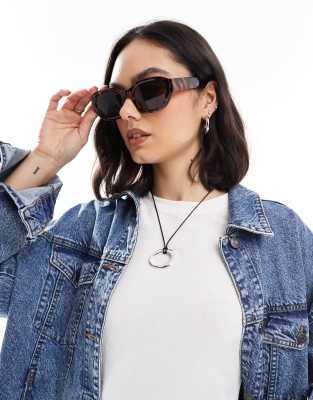 Stradivarius Stradivarius geometric sunglasses in brown