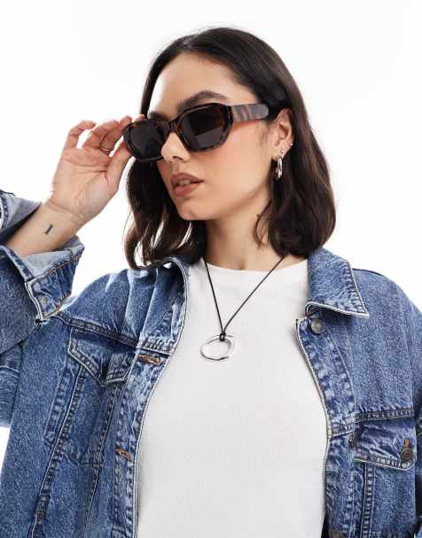 Stradivarius geometric sunglasses in brown - view 1