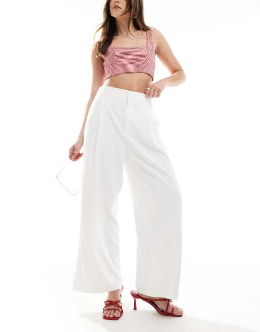 Stradivarius - Geplooide elegante broek in wit