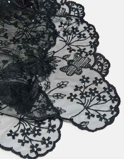 Stradivarius gerade Spitzen-Sarong in Schwarz, 4 von 4