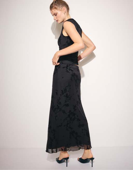 Stradivarius gerader Midirock aus Tüll in Schwarz, 3 von 7