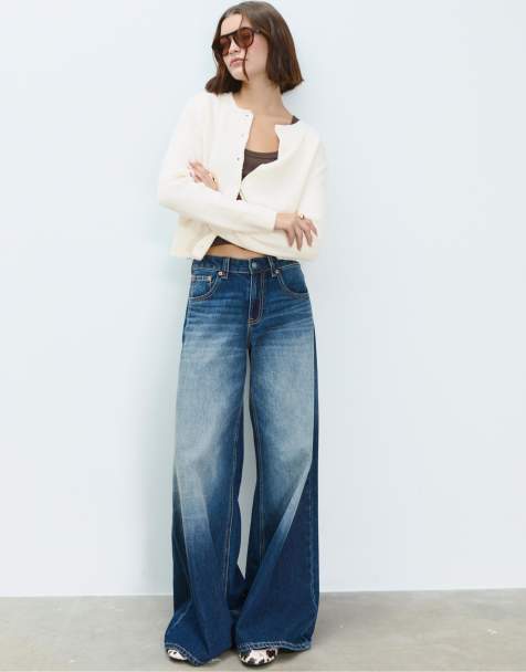 Stradivarius - Geribbeld gebreid vest met knopen in vanille - view 1