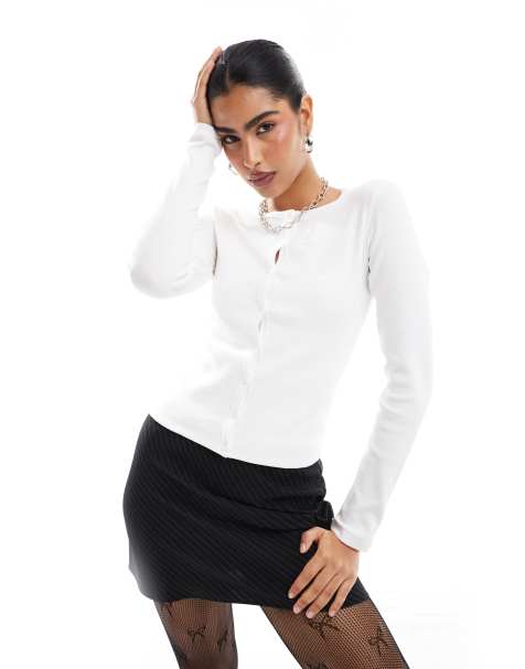 Stradivarius - Geribbeld vest van jersey in ecru - view 1