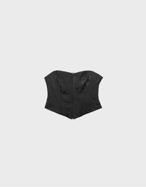 Stradivarius – Geschnürtes Korsett in Schwarz, 6 von 7