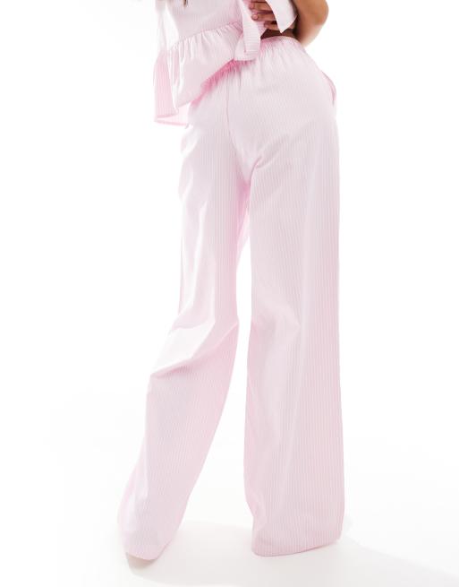 Stradivarius - Gestreepte broek met gestrikte taille in roze, deel van co-ord set, 4 van 5