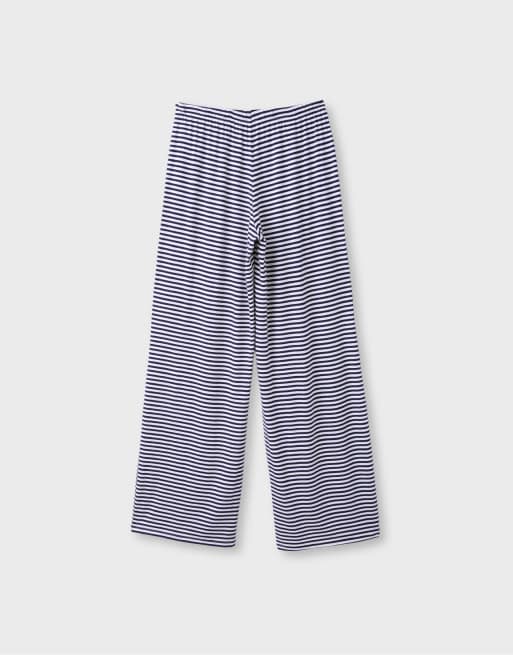 Stradivarius gestreepte slim-fit joggers met smalle taille in donkerblauw, 7 van 7
