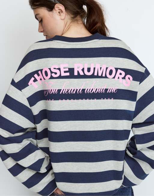 Stradivarius gestreiftes Sweatshirt in Dunkelgrau, 3 von 7