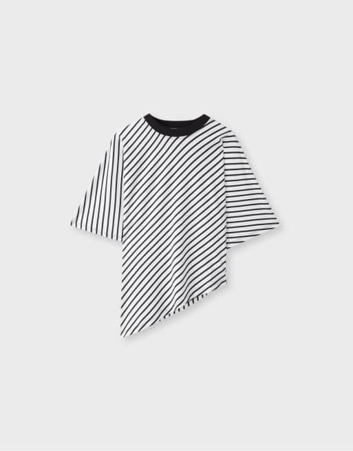 Stradivarius gestreiftes T-Shirt mit kurzen Ärmeln in Ecru, 6 von 7