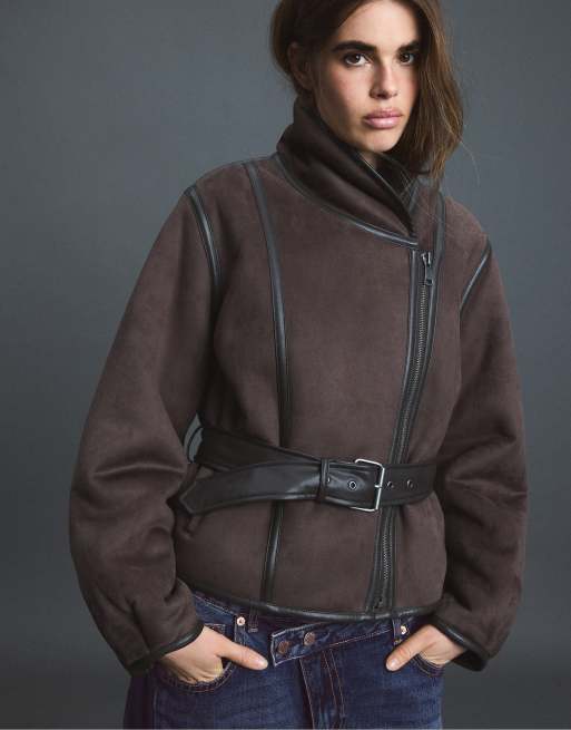 Stradivarius giacca avvolgente double-face marrone, 5 di 7