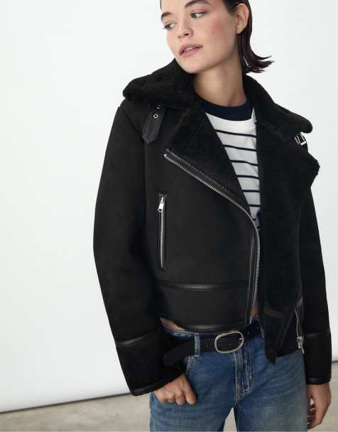 Stradivarius - Giacca biker nera in camoscio sintetico - view 1