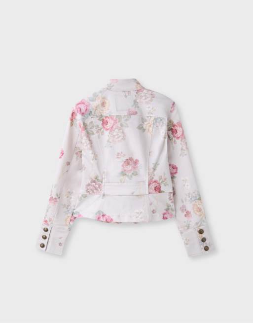 Stradivarius giacca con stampa floreale e bottoni color ecru, 7 di 7