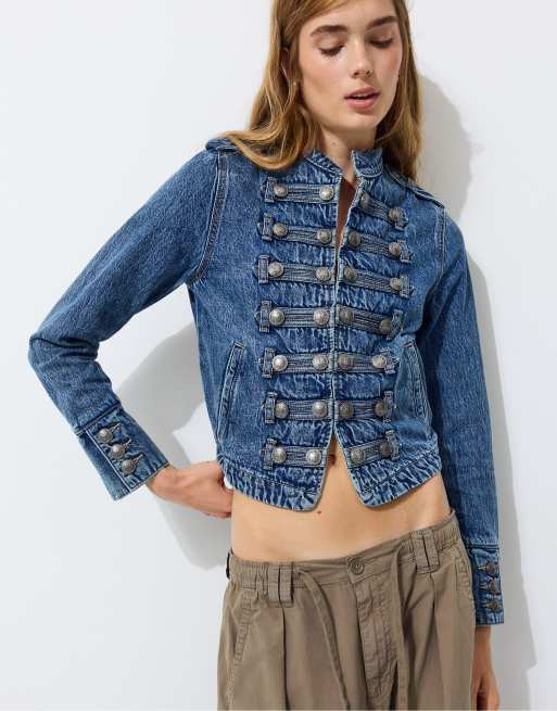 Stradivarius giacca di jeans abbottonata in denim blu sovratinto 100% cotone, 2 di 7
