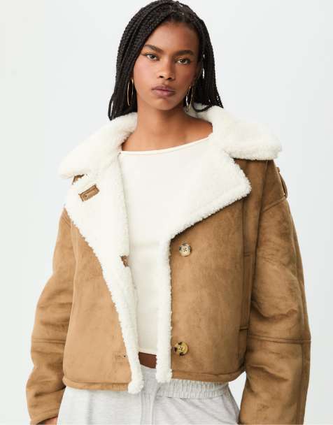 Stradivarius - Giacca double-face a contrasto color pietra - view 1