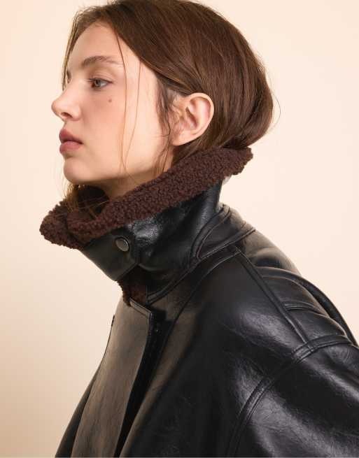 Stradivarius giacca double-face nera, 4 di 7