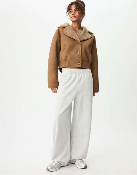 Stradivarius - Giacca double-face taglio corto color pietra - view 1