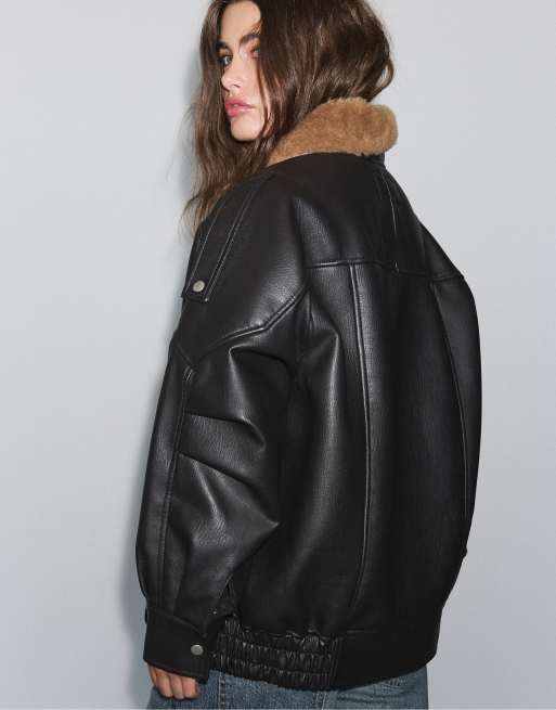 Stradivarius giacca oversize reversibile nera, 3 di 7