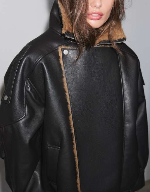 Stradivarius giacca oversize reversibile nera, 4 di 7