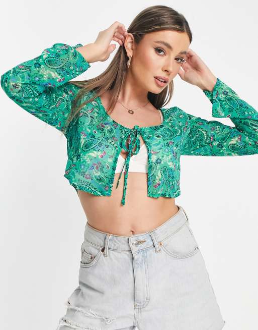 Stradivarius - Gilet à détail noué et imprimé cachemire style années 70