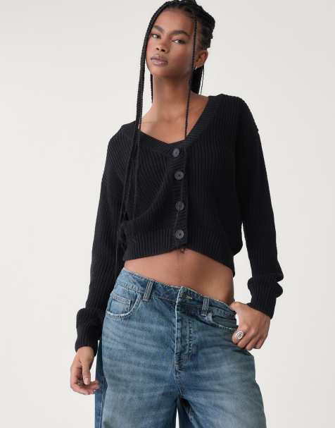 Stradivarius - Gilet boutonné en maille - Noir - view 1