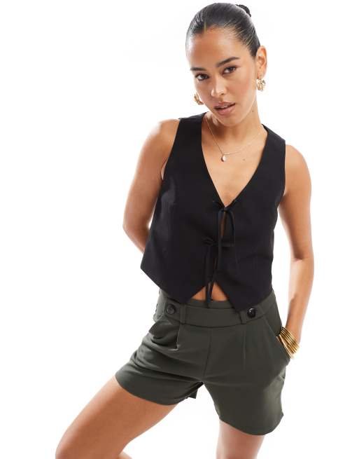 Stradivarius - Gilet de costume noué à détail noeud - Noir