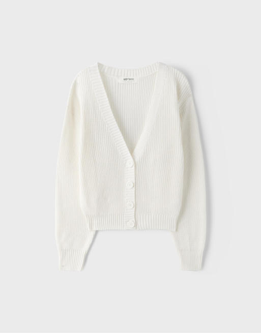 Stradivarius gilet en maille à col V écru, 6 de 7