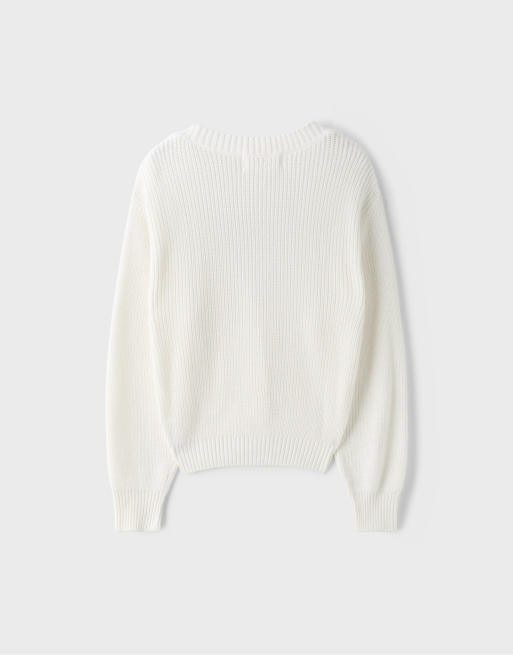 Stradivarius gilet en maille à col V écru, 7 de 7