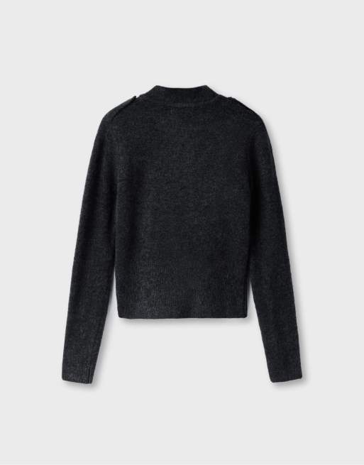 Stradivarius gilet en maille au toucher doux à boutons gris foncé, 7 de 7