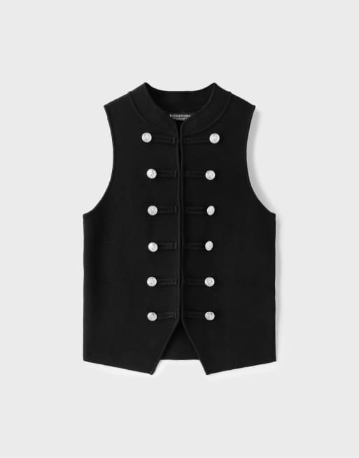Stradivarius gilet en maille boutonné noir, 6 de 7