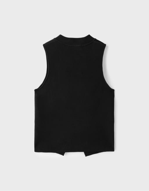 Stradivarius gilet en maille boutonné noir, 7 de 7