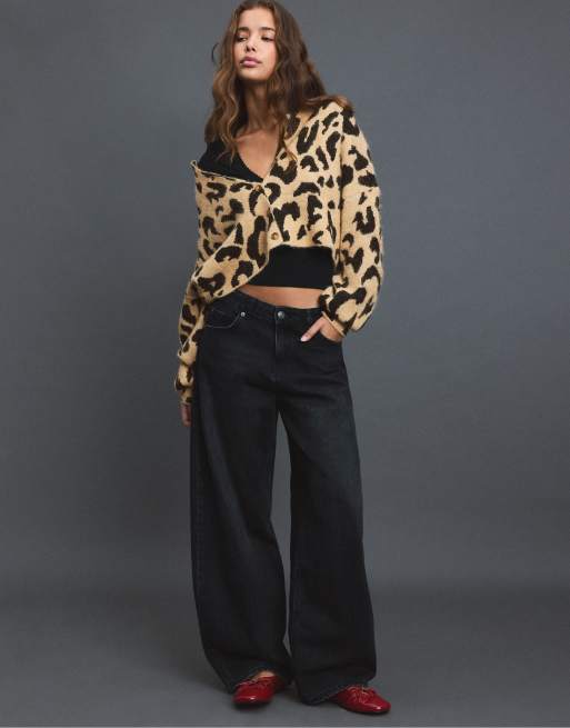 Stradivarius gilet en maille imprimé léopard beige, 2 de 7