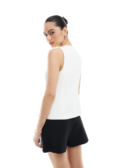Stradivarius - Gilet met normale pasvorm en knopen in ecru, 2 van 4