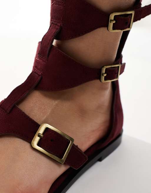 Stradivarius gladiator sandals in raspberry ASOS