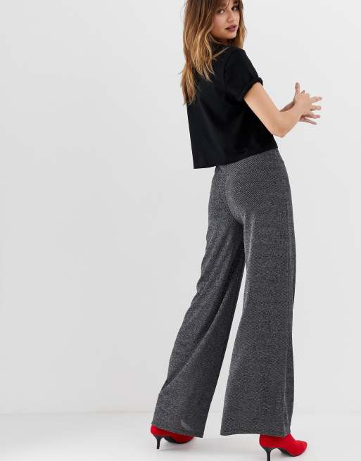 Stradivarius Glitter Wide Leg Pants Asos