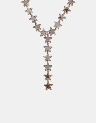 Stradivarius - Goldfarbene Lariat-Halskette mit Sternendesign in Kristallglas-Optik-Gelb