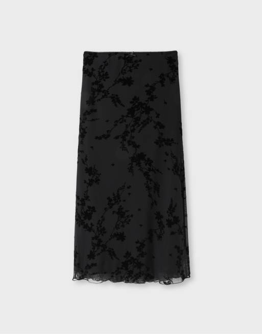 Stradivarius gonna midi dritta in tulle nera, 6 di 7