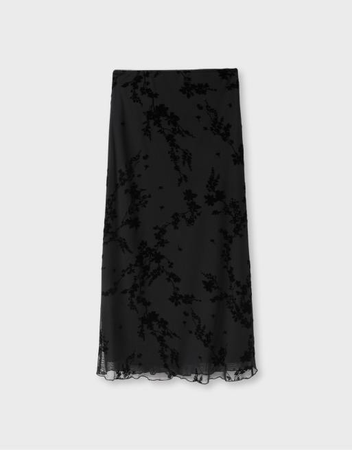 Stradivarius gonna midi dritta in tulle nera, 7 di 7