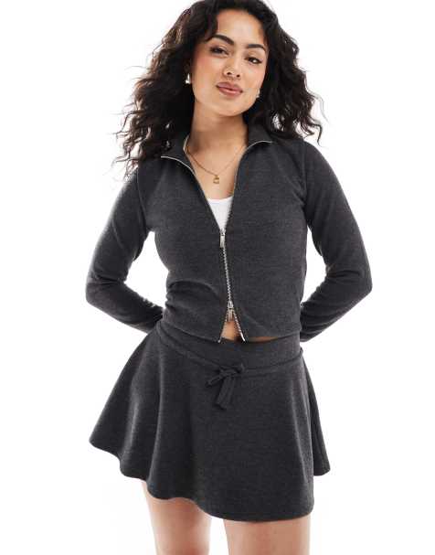 Stradivarius - Gonna pantalone grigia in feltro - view 1