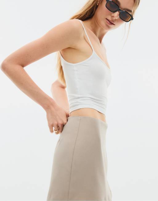 Stradivarius - Gonna pantalone marrone con spacco laterale, 2 di 7