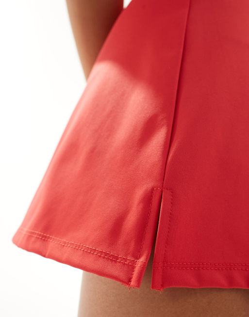 Stradivarius Gonna pantalone modellante sportiva rossa in coordinato