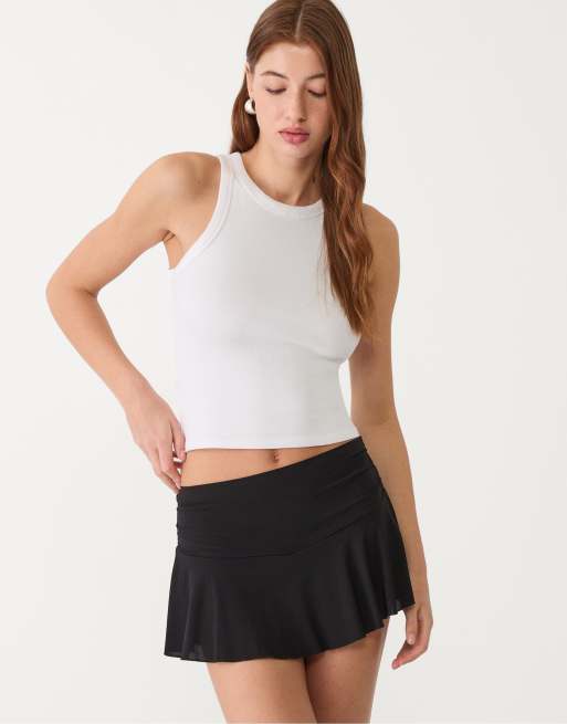 Stradivarius - Gonna pantalone morbida nera con dettagli raccolti