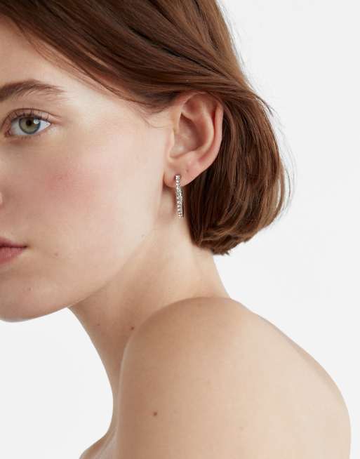 Stradivarius – Grå creoler örhängen med strass och pärla, 9-pack, 2 av 4