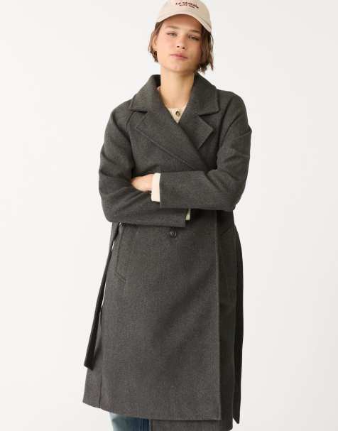 Stradivarius – Grå, mjuk trenchcoat - view 1