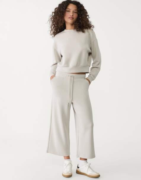 Stradivarius – Grå, mjuka culotte-byxor - view 1